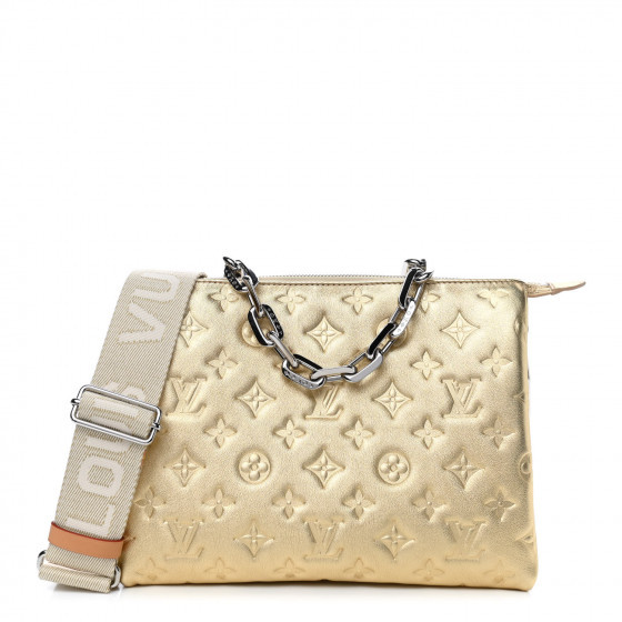 LOUIS VUITTON Lambskin Embossed Monogram Coussin PM Gold | Fashionphile