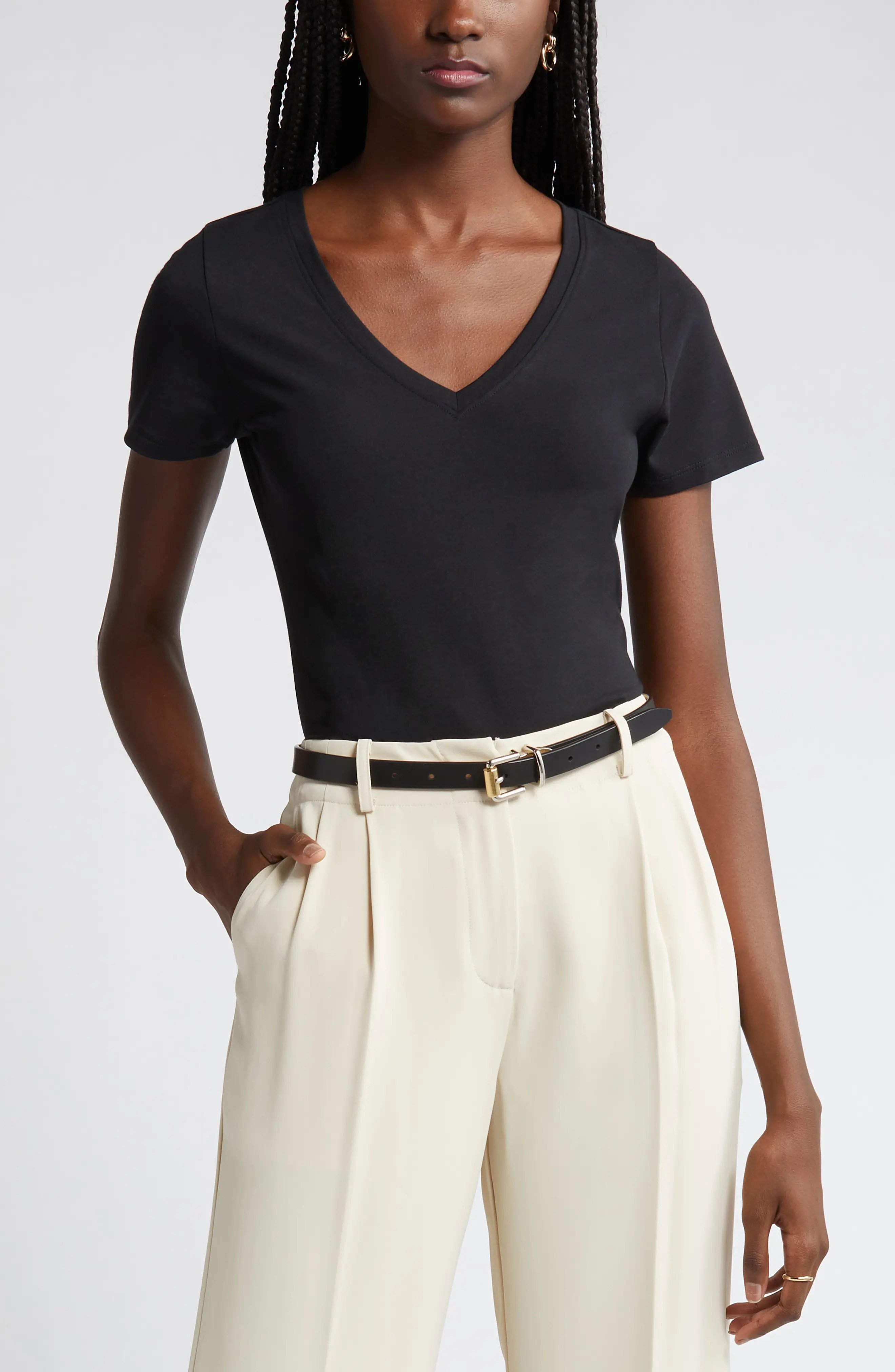 Everyday V-Neck Pima Cotton Blend T-Shirt (Women) | Nordstrom | Nordstrom