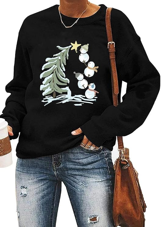 Yimoya Leopard Merry Christmas Tree Sweatshirt Womens Plaid Holiday Merry Blouse Xmas Tops | Amazon (US)