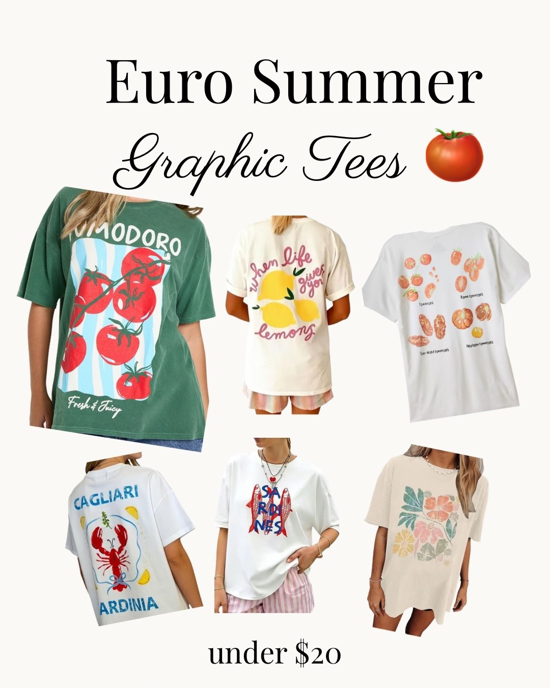 Euro summer vibes but make it affordable 🍋🍅🌊

I’m loving these graphic tees for easy summer outfits — just throw one on with shorts or over a swimsuit and you’re done 🙌

The best part… they’re all under $20 😍

#LTKunder50 #LTKunder25 #LTKsummer #LTKstyle #LTKfinds #LTKsalealert #LTKseasonal #LTKtravel #LTKcasual #LTKover40 #LTKcurves #LTKfamily #LTKfashion


#LTKU #LTKOver40 #LTKmomlife