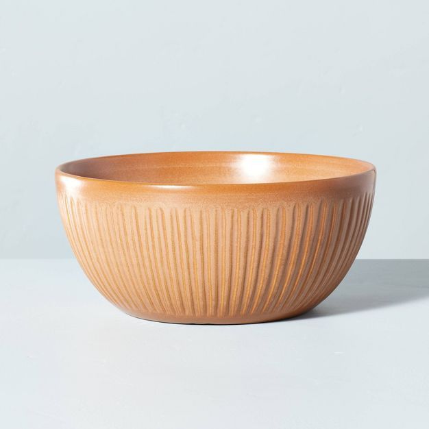 Large Clay Ochre Fluted Serving Bowl Matte Brown - Hearth & Hand™ with Magnolia | Target