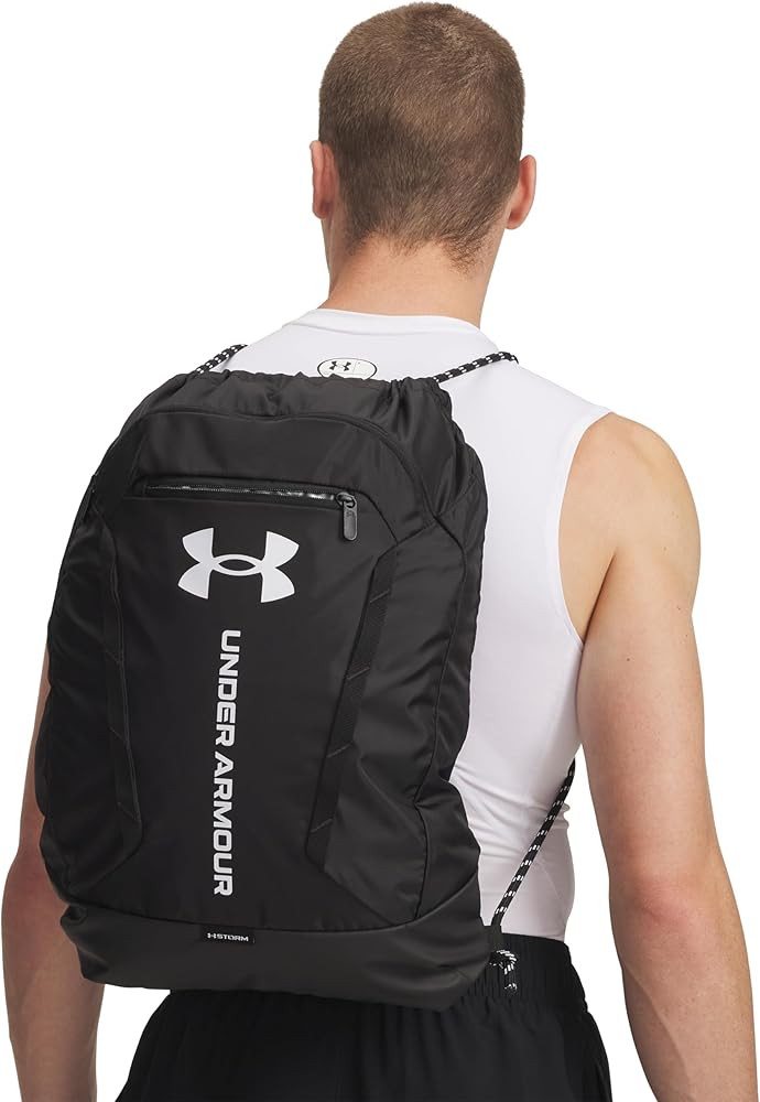 Under Armour Unisex Hustle Sackpack, (001) Black/Black/White, One Size Fits Most | Amazon (US)