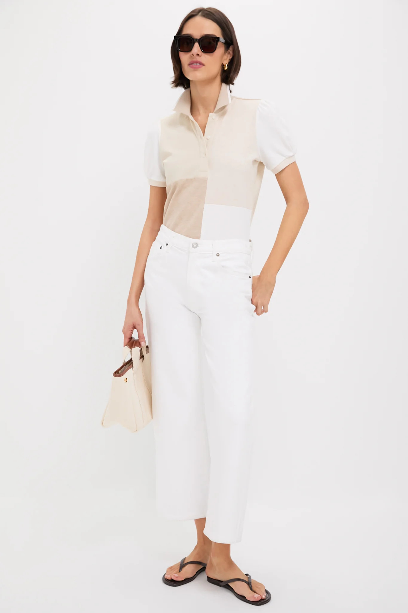 Sandstone Colorblock Pique Puff Sleeve Peggy Polo | Tuckernuck (US)