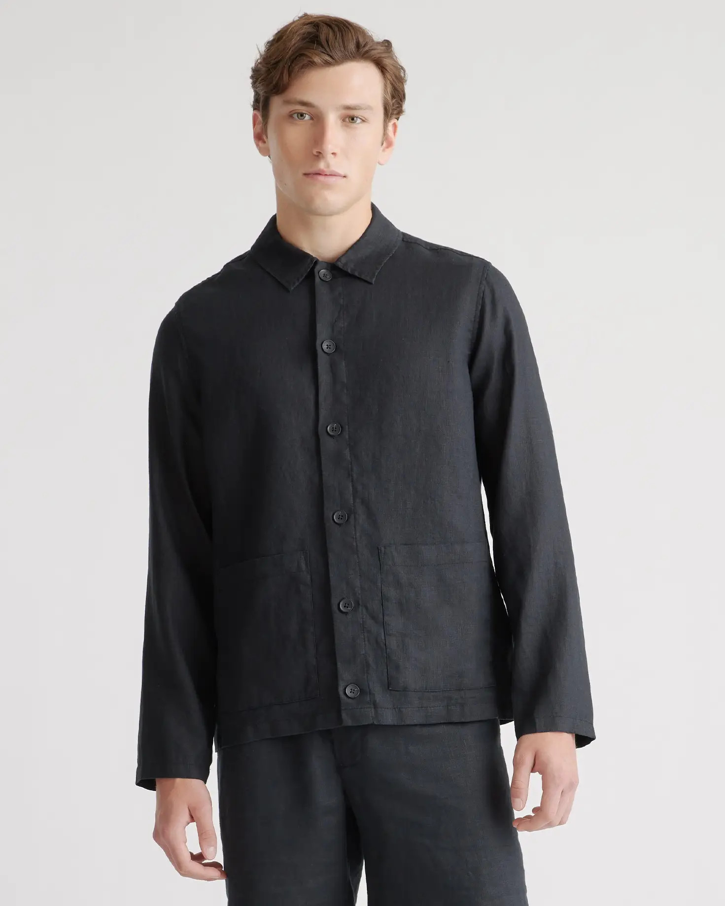 100% European Linen Shirt Jacket in Black | Quince