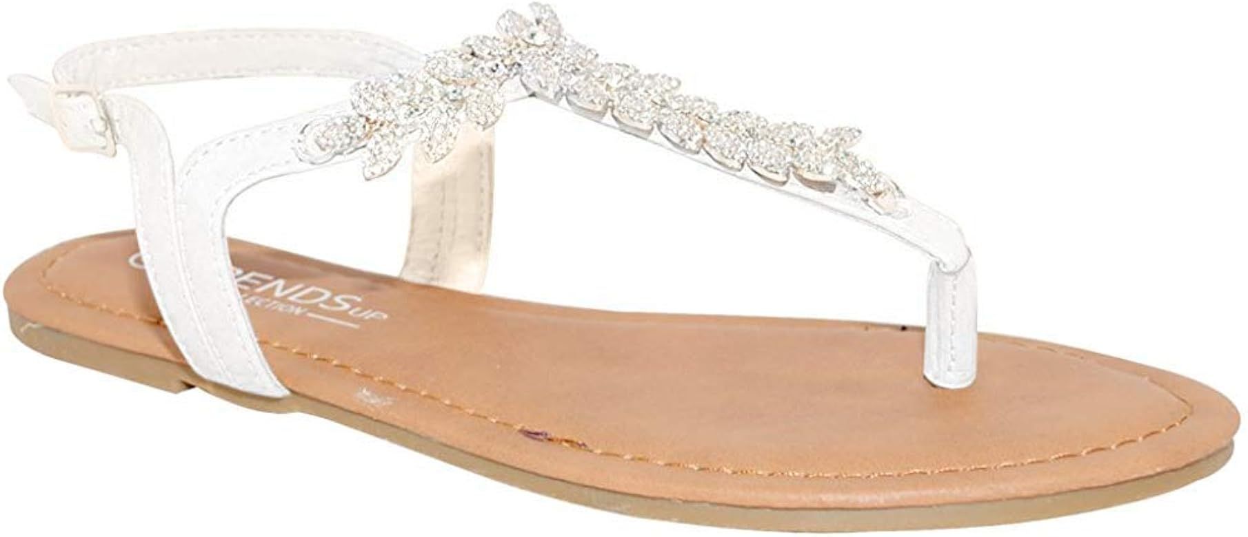 TRENDSup Collection Womens T-Strap Buckle Flats Sandals | Amazon (US)