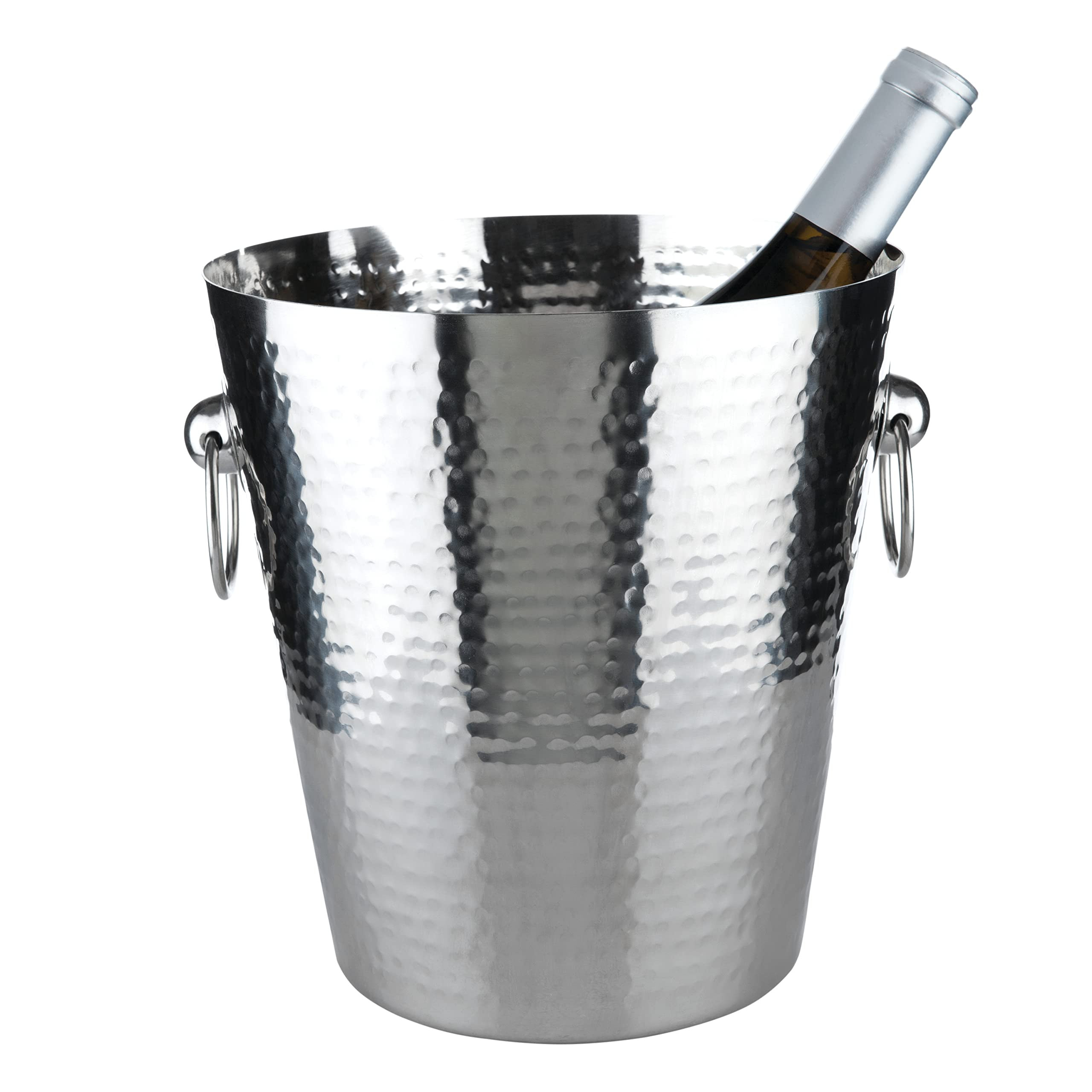 Viski Hammered Metal Ice Bucket, Metal Drink Tub With Handles, Wine And Beer Chiller, Holds 5.35 ... | Amazon (US)