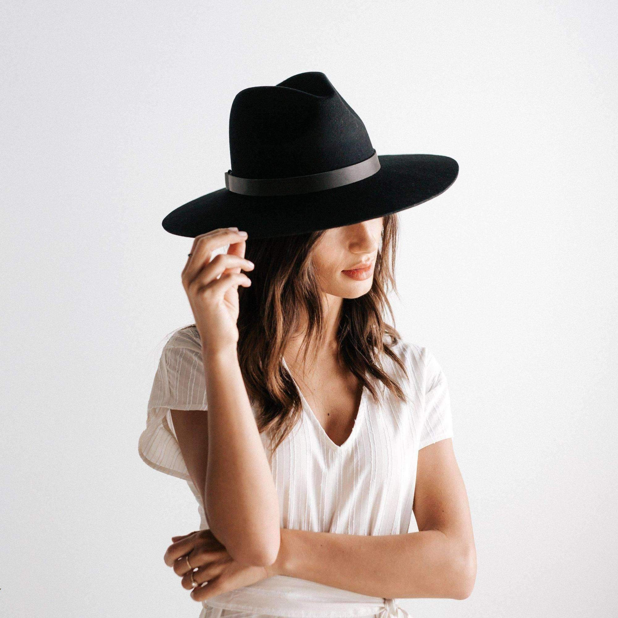 Scottie Wide Brim Fedora - Black | Gigi Pip