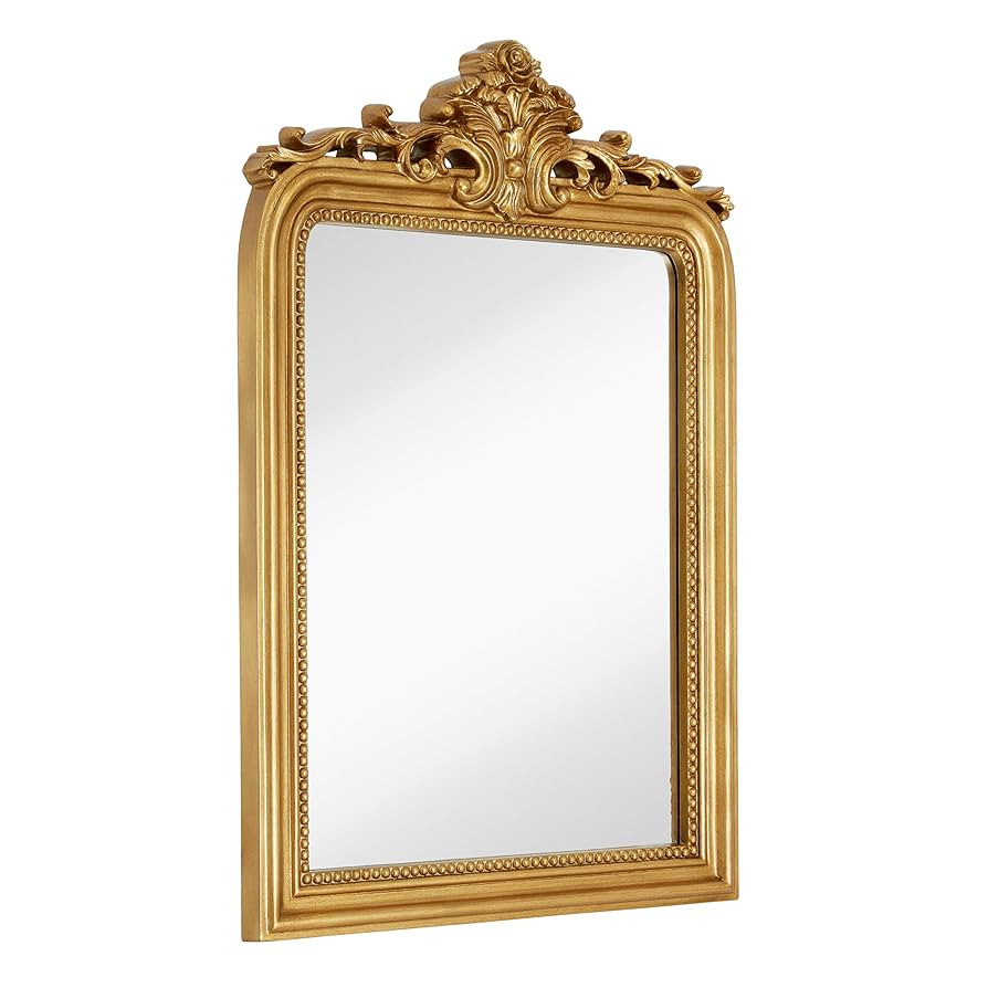Hamilton Hills 24x36 inch Vintage Gold Mirror - French Baroque & Antique Arched Mirrors for Wall ... | Amazon (US)