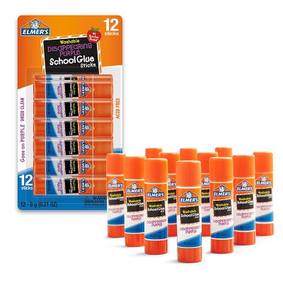 Elmer's 12pk Washable School Glue Sticks - Disappearing Purple: Non-Toxic, Dries Clear, Large Glu... | Target