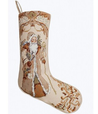 Santa Needlepoint Embroidered Holiday Stocking | Dillard's