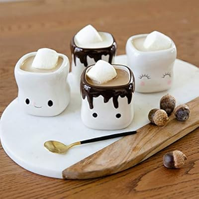 AVAFORT Marshmallow Shaped Hot Chocolate Mugs Couple Matching Mugs Anniversary Christmas Wedding ... | Amazon (US)