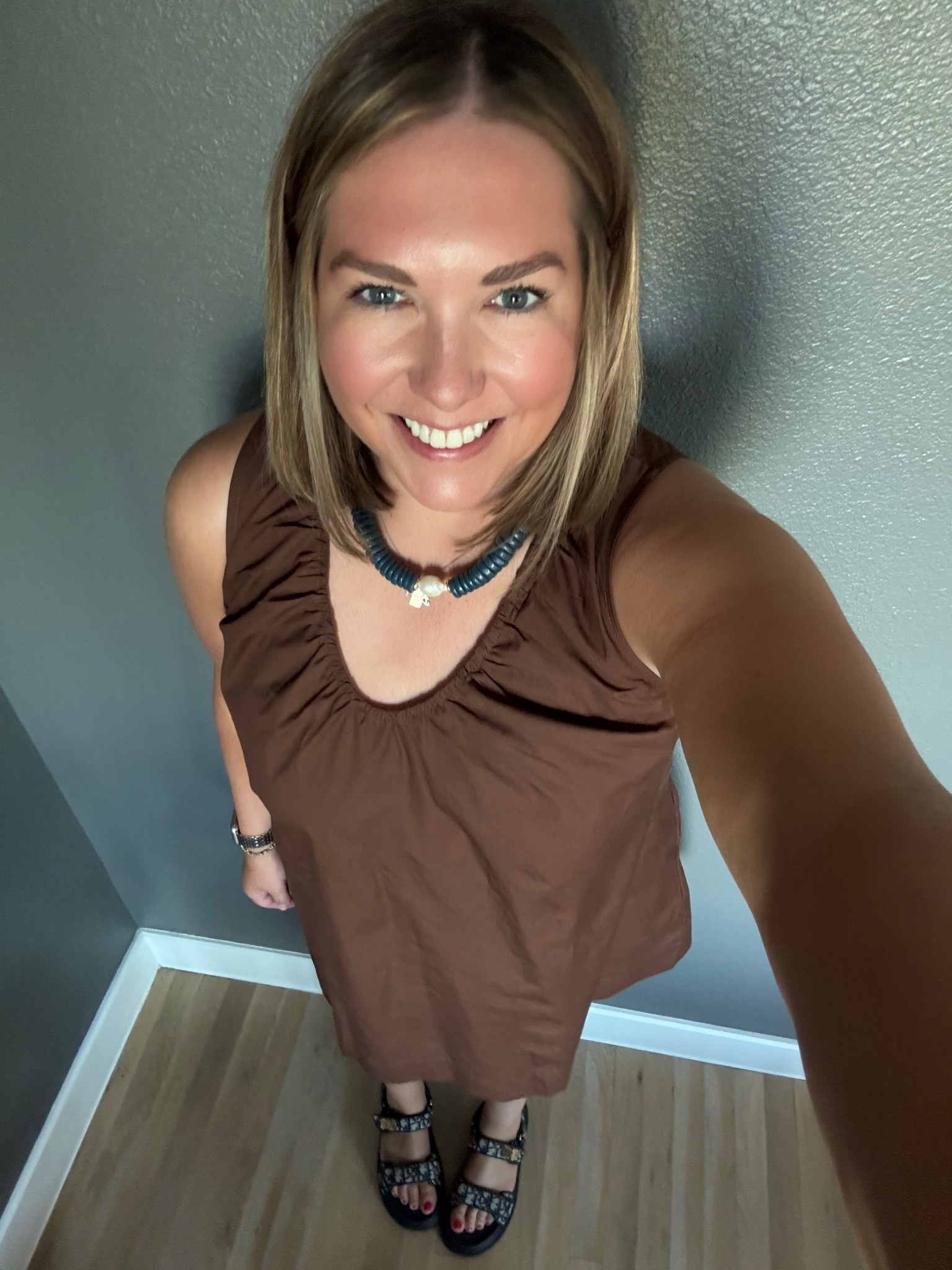 I was ready for a comfortable yet fall look for doing dinner with my friends. This dress is a dupe of a very popular one right now. I chose the brown color to go with my sandals from our France trip. I styled it with a fun necklace and called it good  

#LTKShoeCrush #LTKSeasonal #LTKFindsUnder50