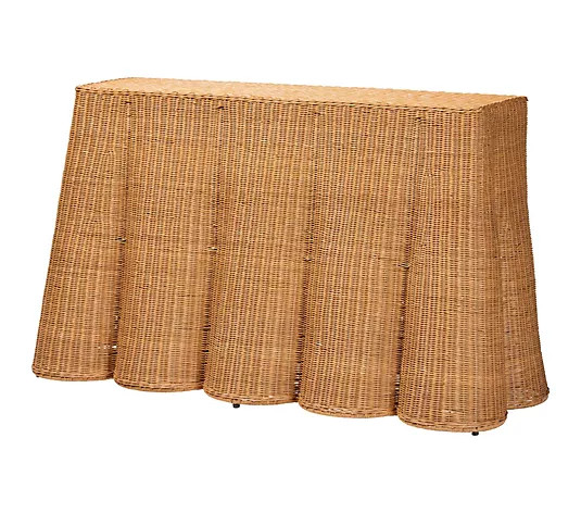 bali & pari Palm Honey Scallop Rattan Console Table - QVC.com | QVC