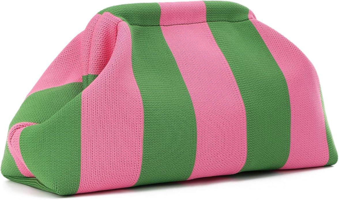 Oweisong Summer Woven Clutch Purse for Women 2025 Crochet Stripped Beach Bag Hot Pink Spring Purs... | Amazon (US)