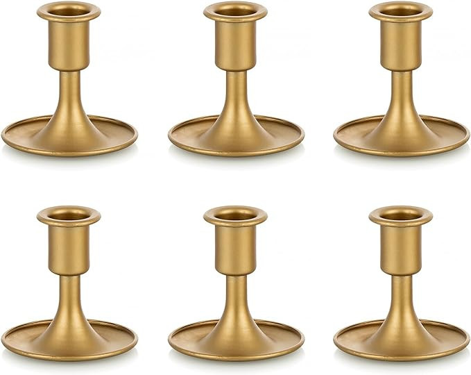 Sziqiqi 6pcs Gold Candlestick Holder for Wedding Centerpiece Small - Candle Holders for Taper Can... | Amazon (US)