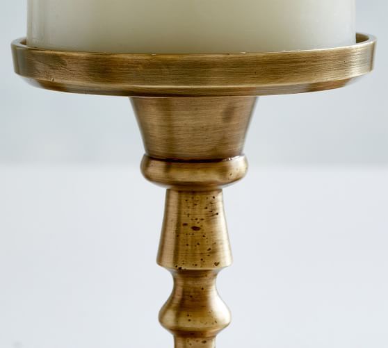 Booker Pillar Candle Holders - Brass | Pottery Barn (US)