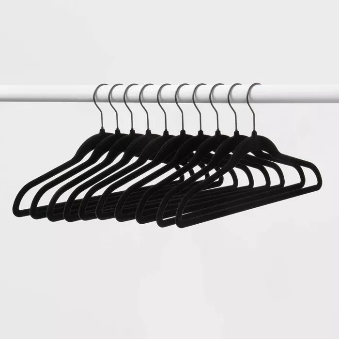 10pk Petite Flocked Hangers Black - Brightroom™ | Target