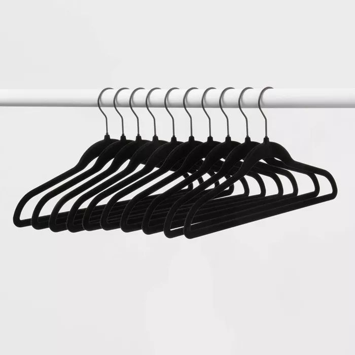 10pk Petite Flocked Hangers Black - Brightroom&#8482; | Target