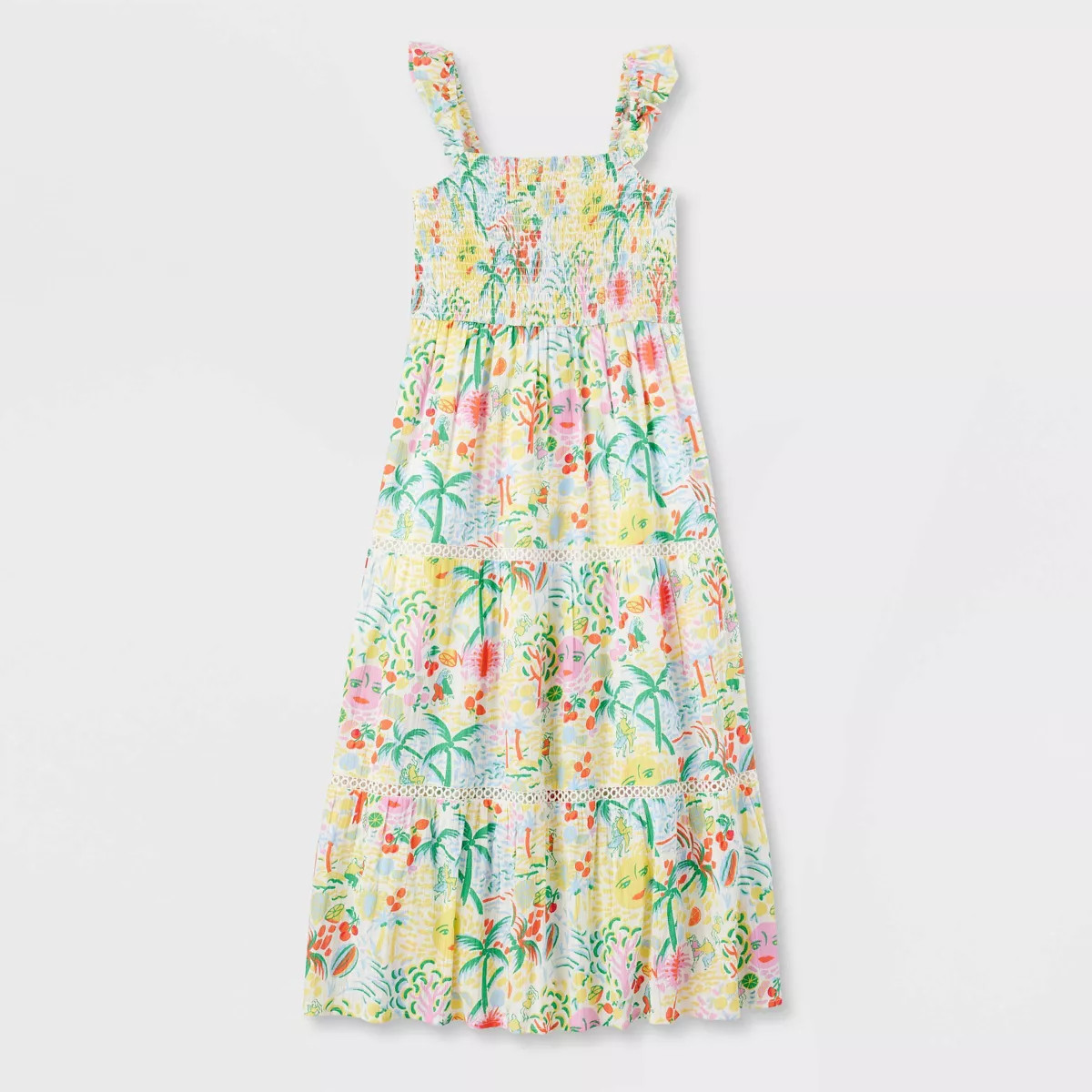 Girls' Adaptive Vacation Tiered Maxi Dress Yellow/Green - Roller Rabbit x Target  M | Target