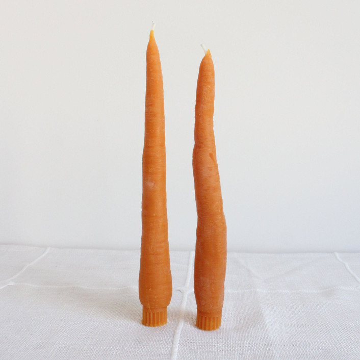 CARROT BEESWAX TAPER CANDLE PAIR Candles & Holders | Minted