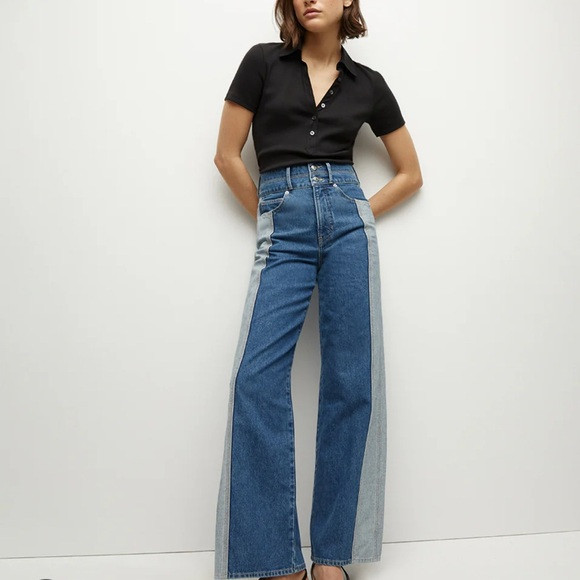 Veronica Beard two toned TAylor wide leg jeans | Poshmark