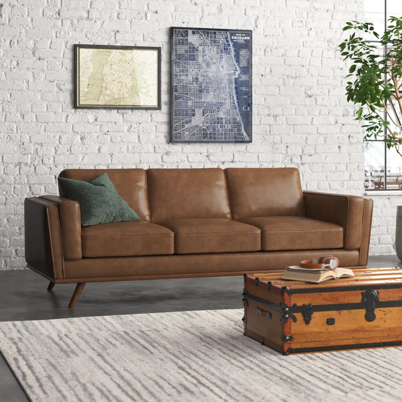 Barberena 91'' Leather Sofa | Wayfair North America