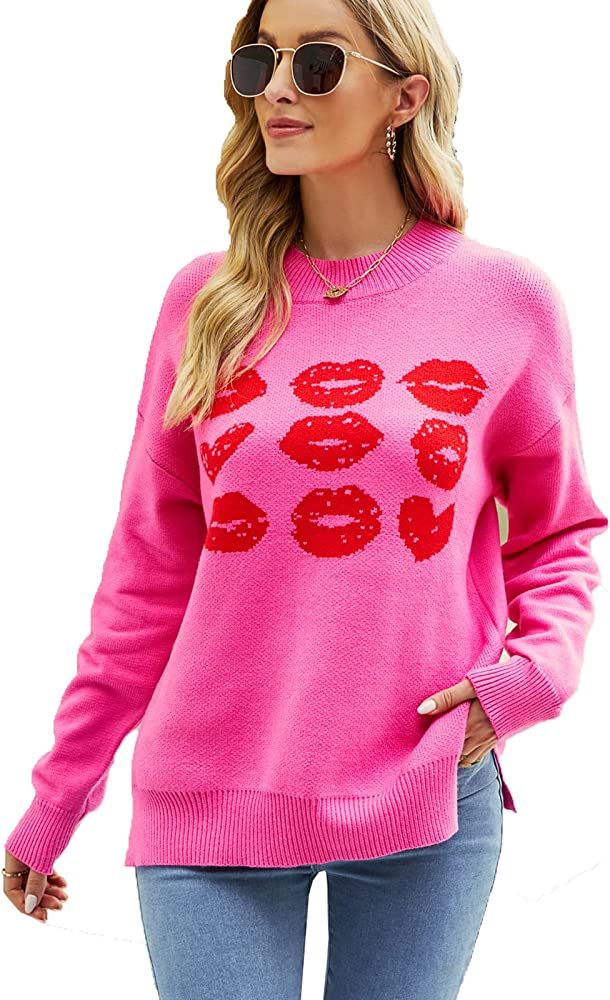 GOLDSTITCH Women's Sweater Heart Knitted Pullover Sweaters Long Sleeve Crewneck Cute Sweaters | Amazon (US)