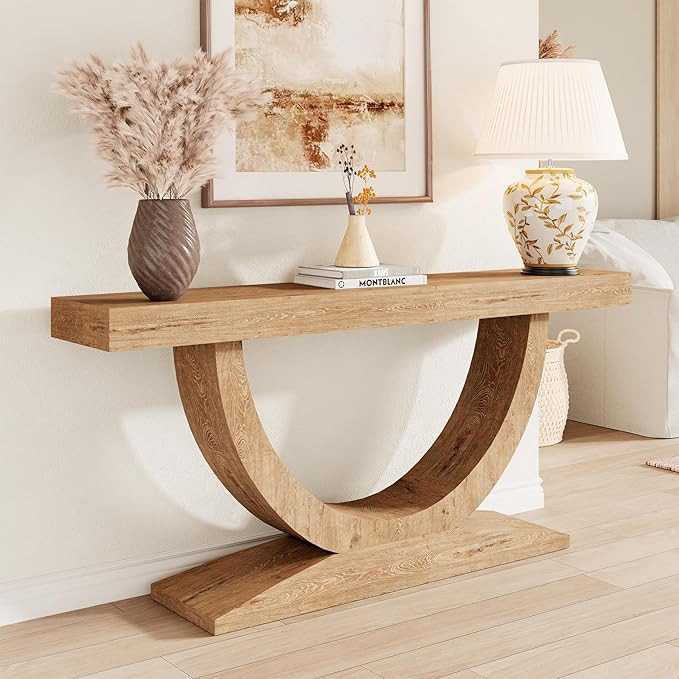 63" Wood Console Table for Entryway with Unique U-Shaped Legs, Minimalist Farmhouse Entryway Tabl... | Amazon (US)
