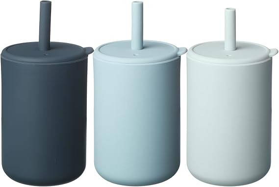 Honeydak 3 Pieces Mini Silicone Cups with Straw and Lid Cup Training Sippy Silicone Straw Cup Spi... | Amazon (US)