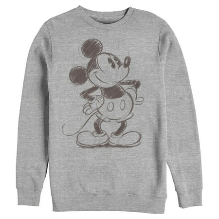 Men s Mickey & Friends Retro Mickey Mouse Sketch Sweatshirt Athletic Heather Medium | Walmart (US)