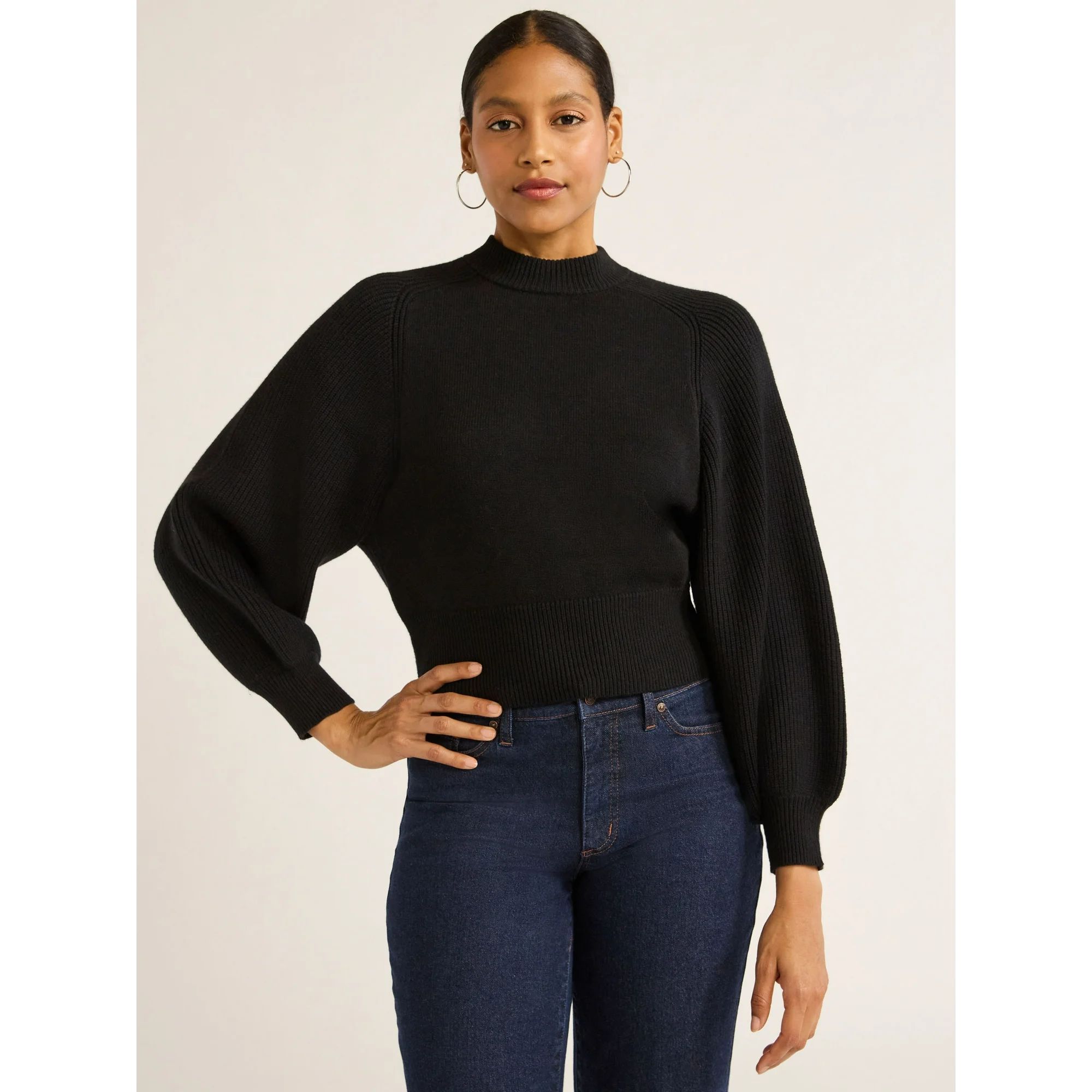 Scoop Women's Saddle Shoulder Sweater, Midweight, Sizes XS-XXL | Walmart (US)