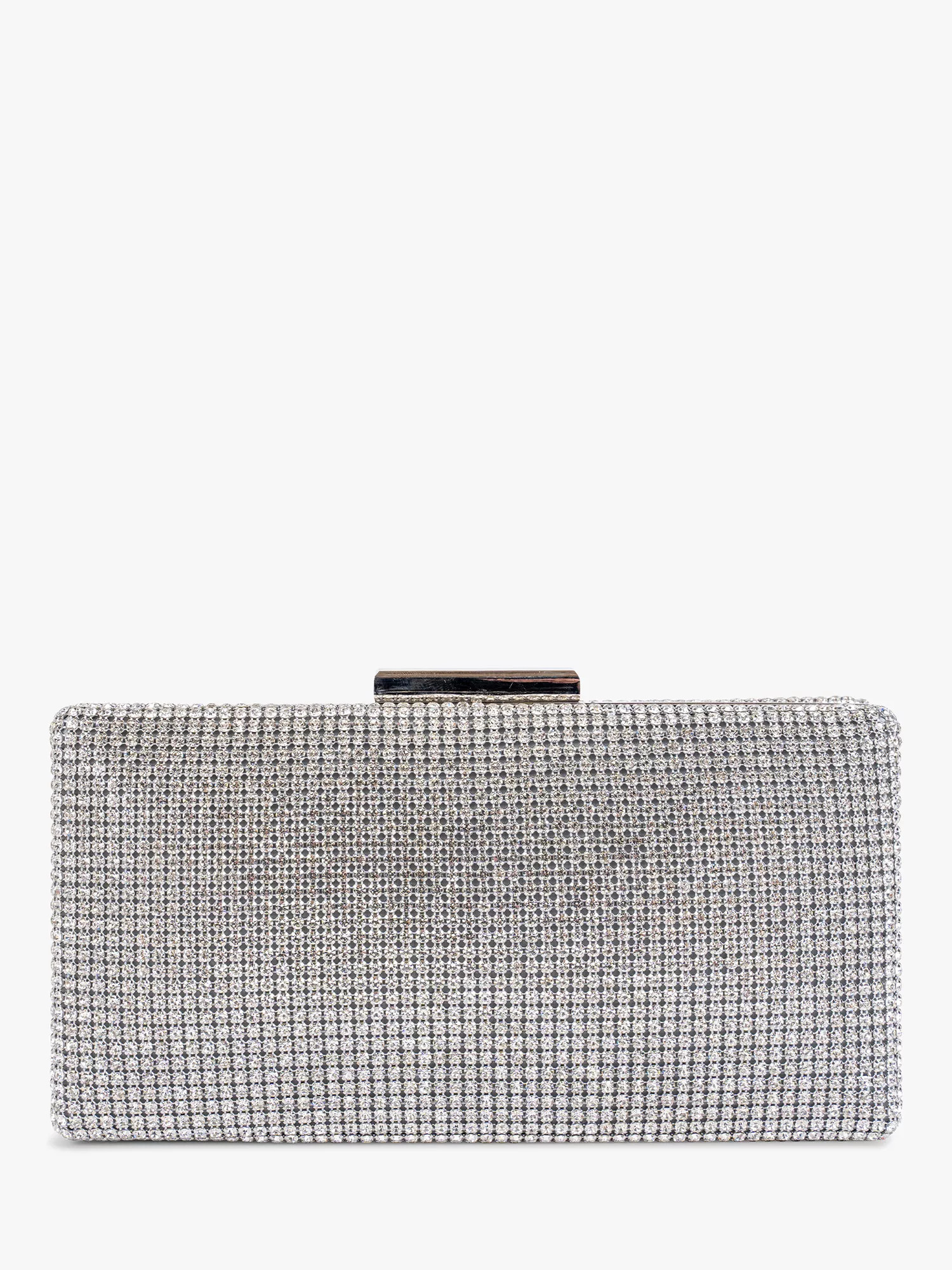 Paradox LondonDebra Embellished Box Clutch Bag, Silver | John Lewis (UK)