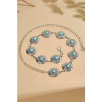 Silver-Tone & Faux Turquoise Southwestern Chain Belt | Cupshe UK