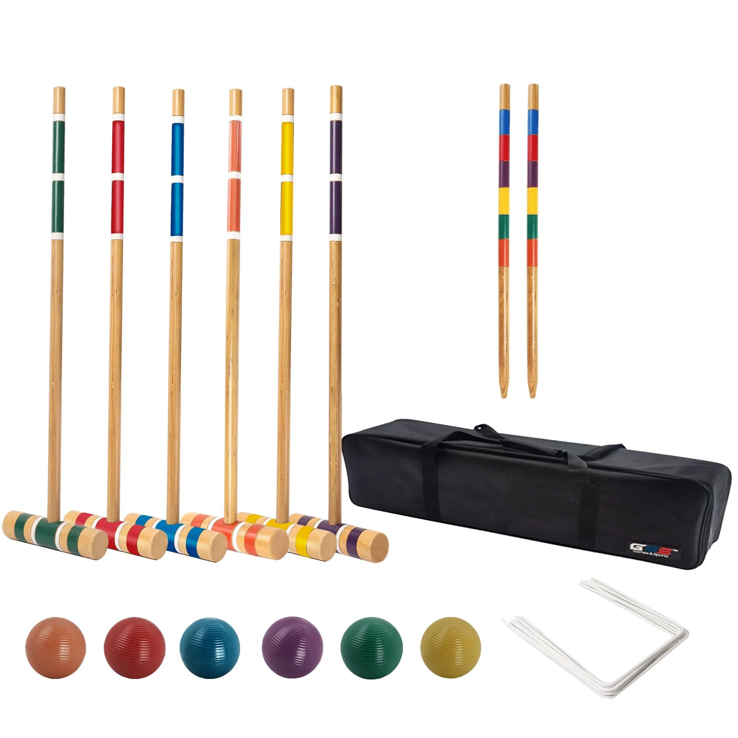 GSE Games & Sports Expert 6-Player Outdoor Yard Croquet Game Set with Wooden Mallets and Mutli-Co... | Walmart (US)