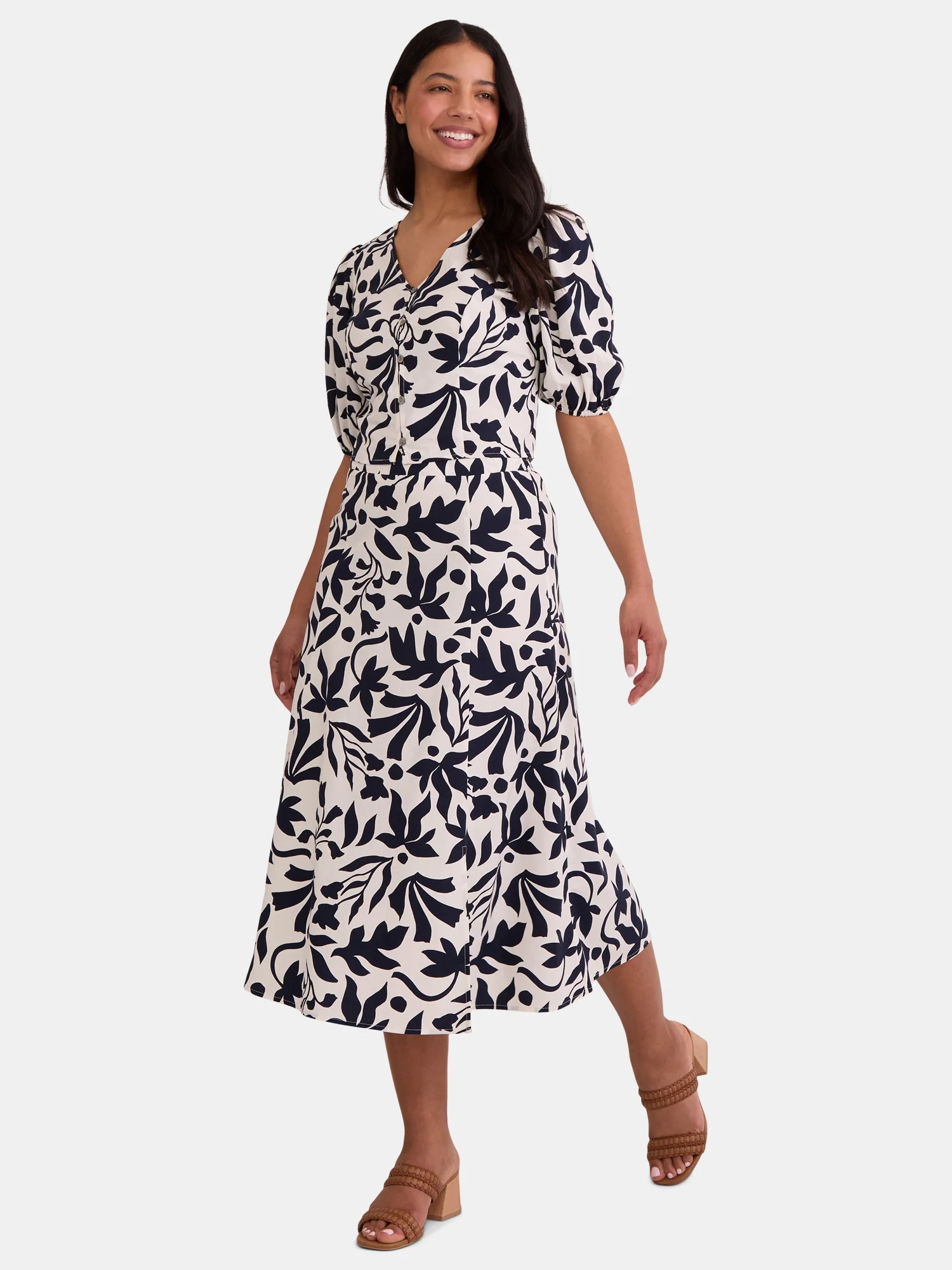 Time and Tru Women's Poplin Skirt Set, Sizes XS-XXXL | Walmart (US)