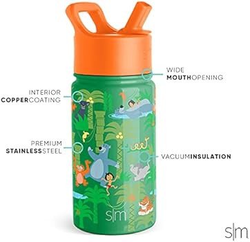 Simple Modern Disney Jungle Book Kids Water Bottle with Straw Lid | Reusable Insulated Stainless Ste | Amazon (US)