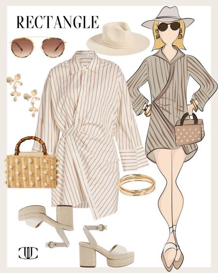 Do you know your body type and how to dress for it? Here is a great outfit for those that fall into the rectangle shape category. 

Body type, rectangle shape, shirt dress, block heels, sunglasses, sun hat, fedora, spring outfit, summer look 

#LTKover40 #LTKstyletip #LTKshoecrush