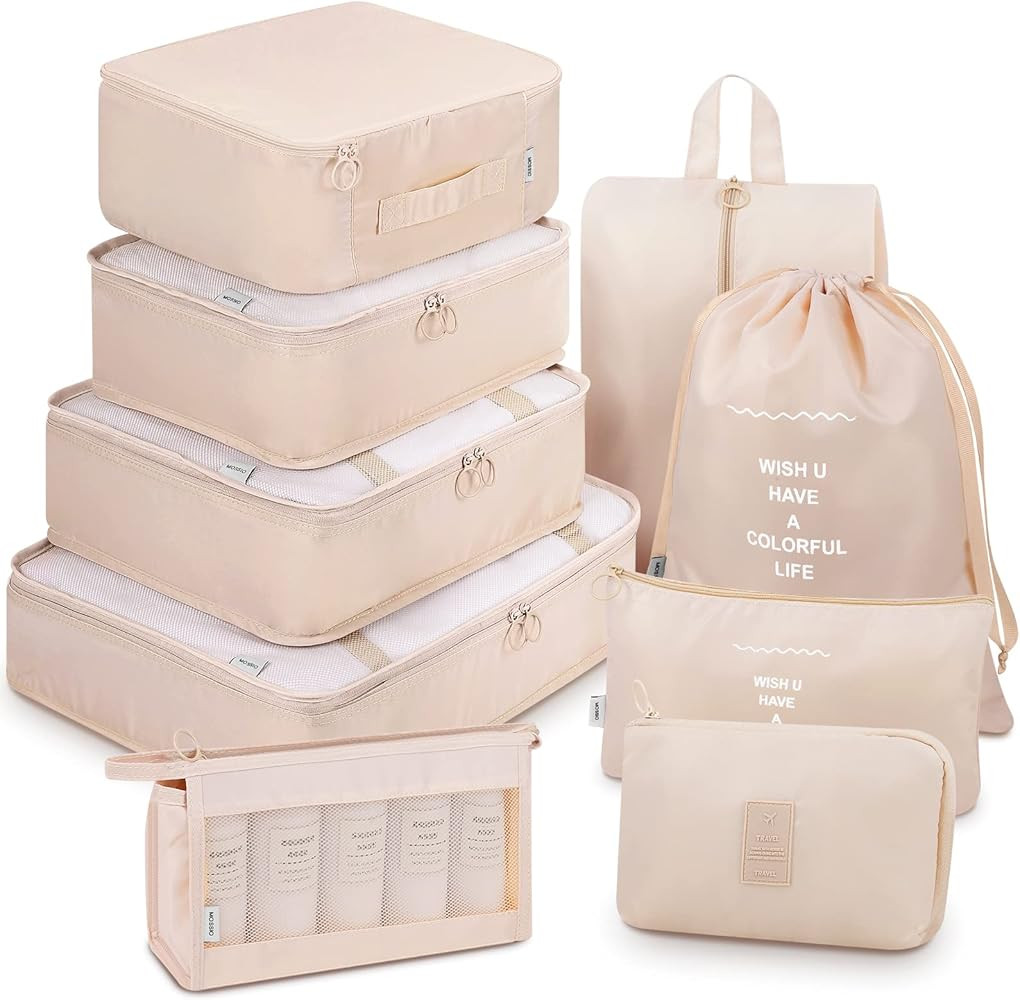 Mossio 9 Set Packing Cubes with Shoe Bag & Electronics Bag - Luggage Organizers Suitcase Travel A... | Amazon (US)