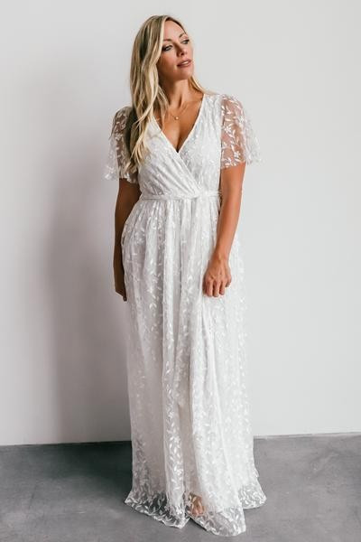 Marseille White Embossed Maxi Dress | Baltic Born