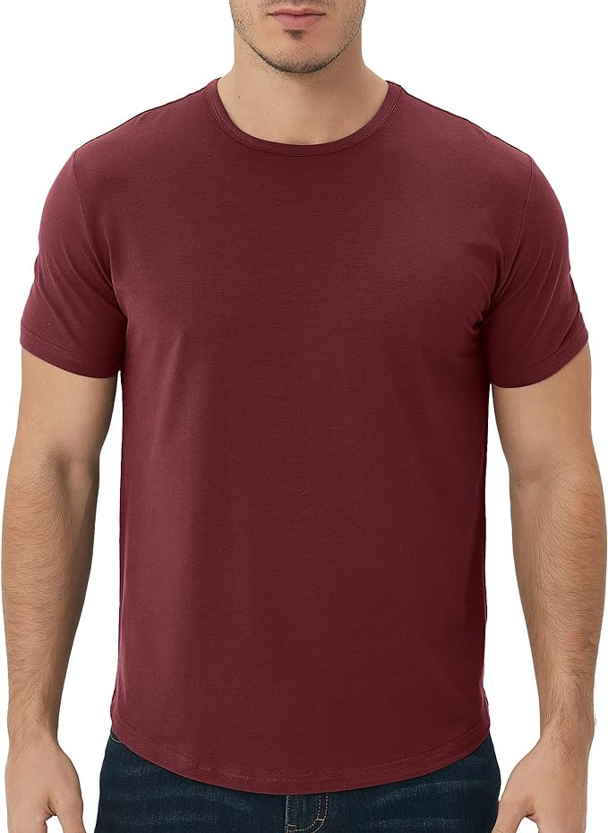 netdraw Men's Ultra-Soft Bamboo Viscose T-Shirt, Curved Hem Lightweight Cooling Cotton Blend Casu... | Amazon (US)