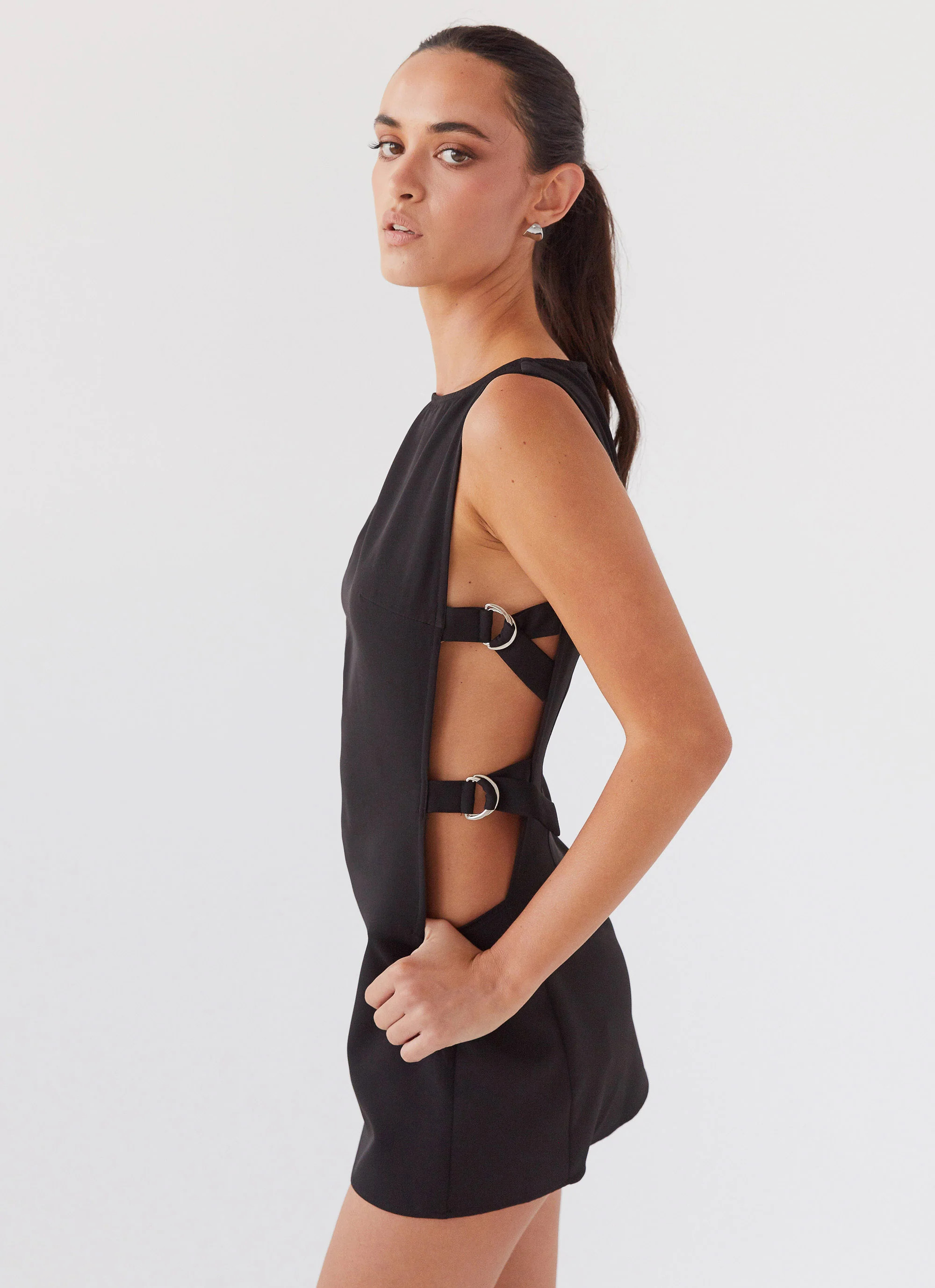 Peppermayo Exclusive -  Cherish You Buckle Mini Dress - Shadow | Peppermayo (Global)