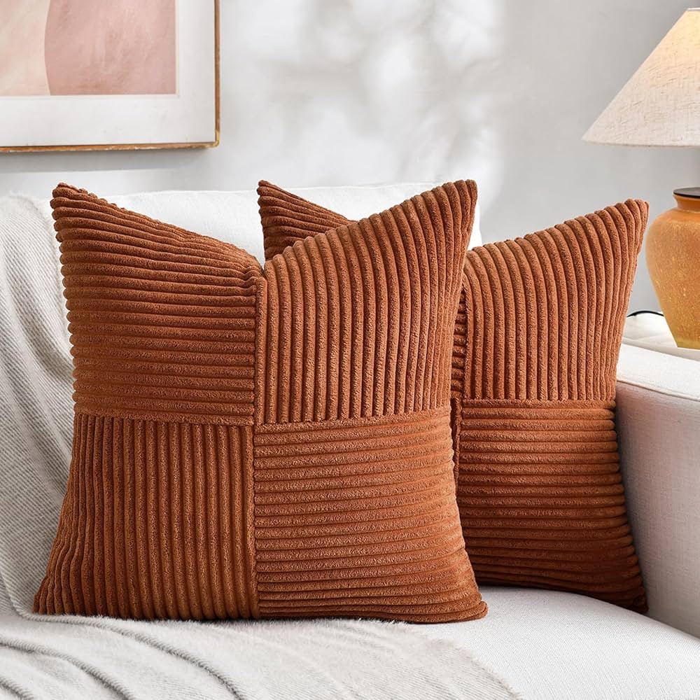 Fancy Homi 2 Packs Rust Boho Decorative Throw Pillow Covers 18x18 Inch for Couch Bed Sofa, Farmho... | Amazon (US)