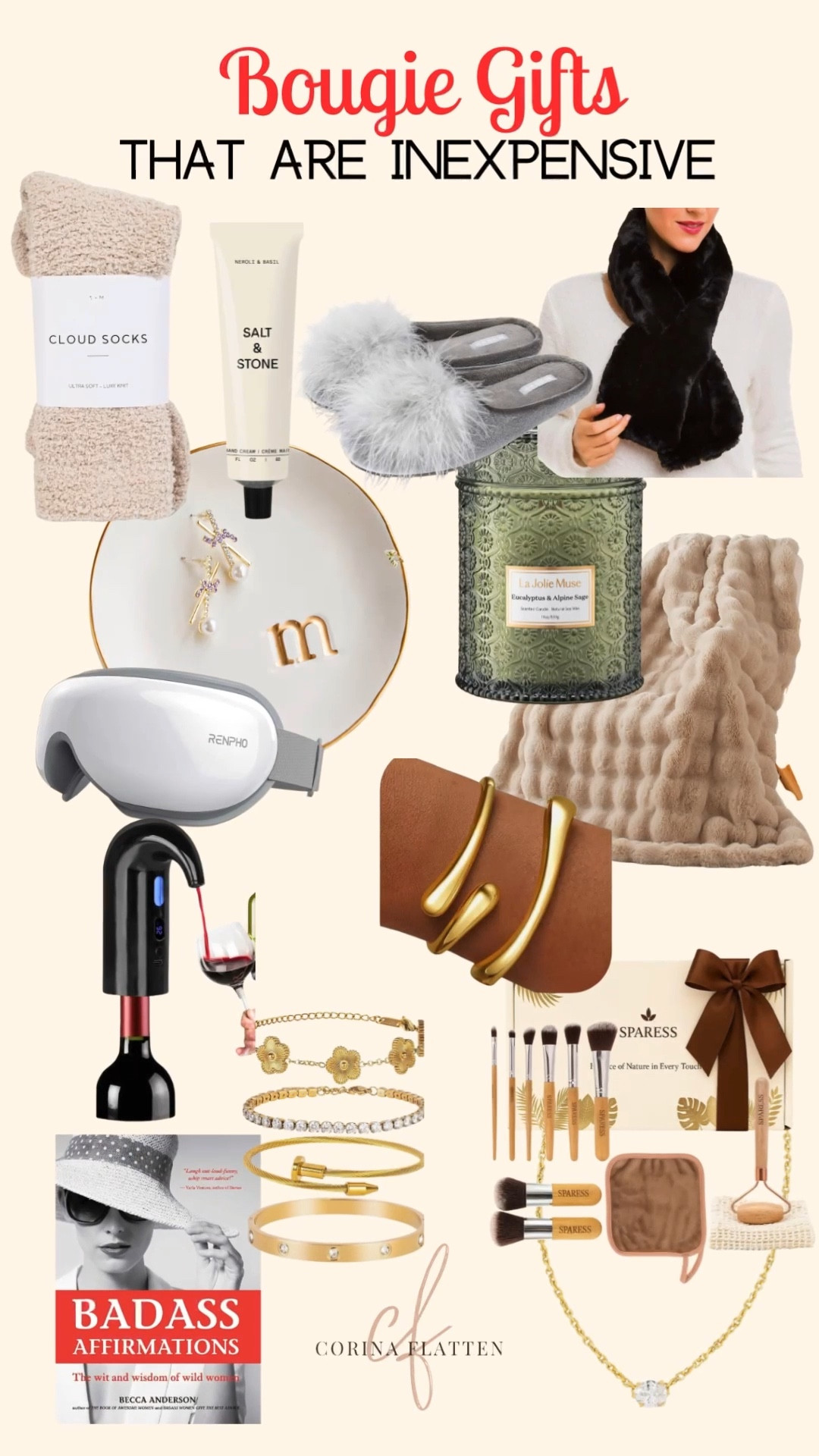 Bougie Gifts that are actually cheap!

Fits under $25, jewelry, bracelet, soft blanket, candle, lotion, skin care, wine aerator, makeup brushes, over 40, midlife, 

#LTKGiftGuide #LTKSaleAlert #LTKOver40
