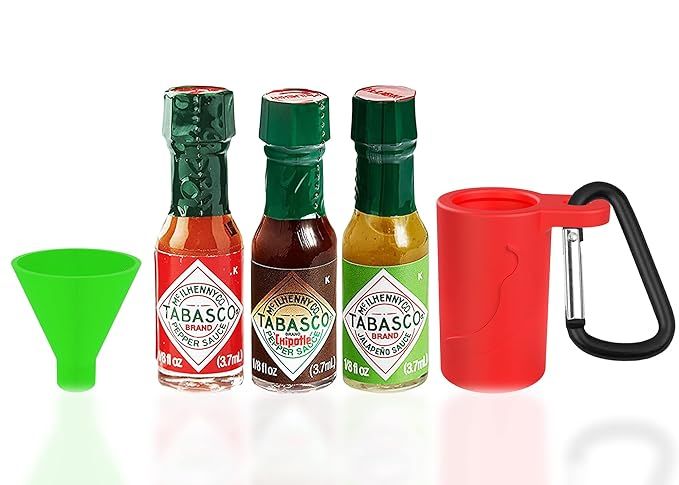 Mini Tabasco Hot Sauce Keychain - Includes 3 Mini Hot Sauce Bottles (.35oz) With Travel Hot Sauce... | Amazon (US)