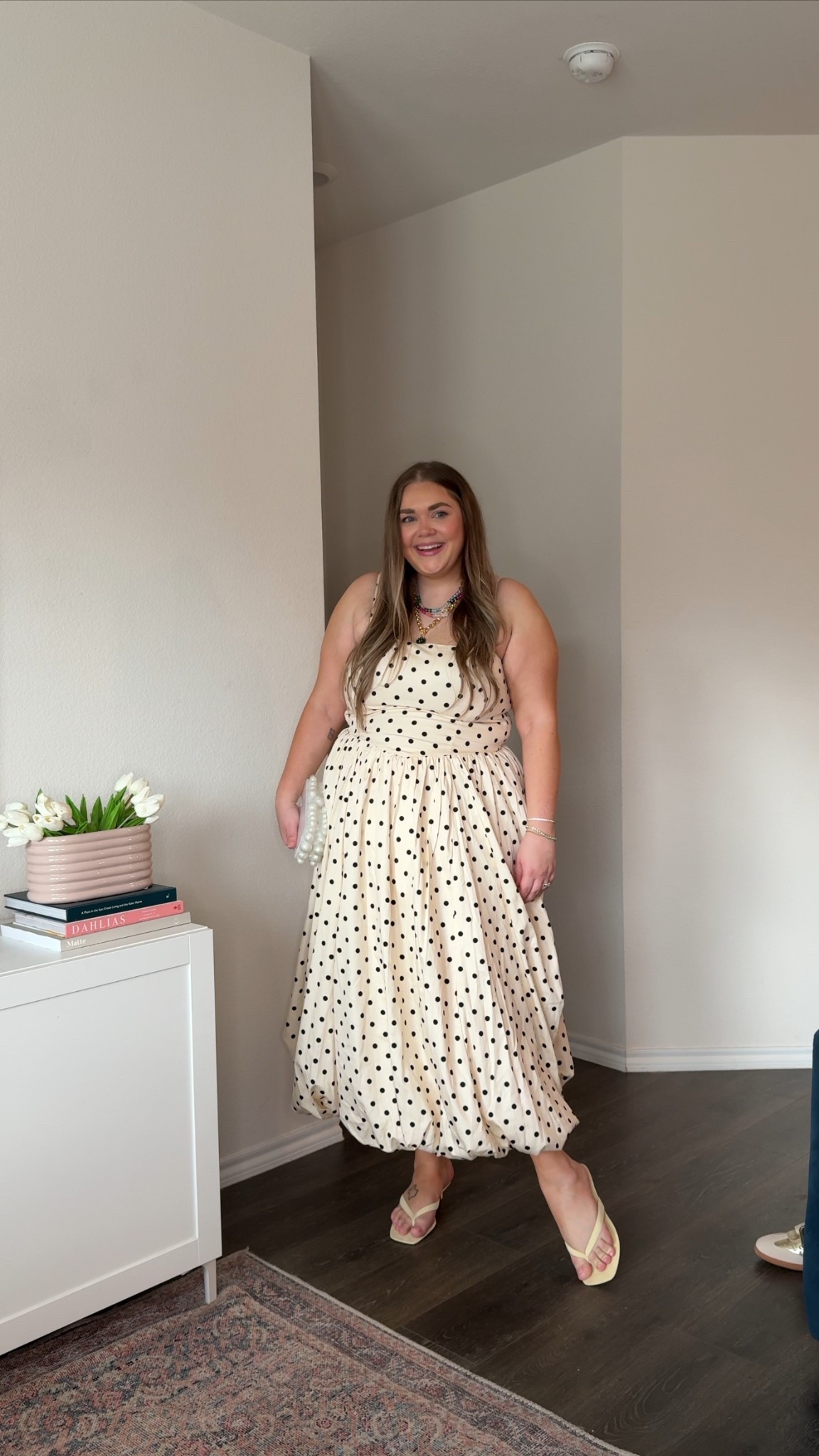 Spring plus size outfit dressy. Wearing xl in polka dot dress. Shoes on sale code FRIENDS 

#LTKPlusSize #LTKSaleAlert