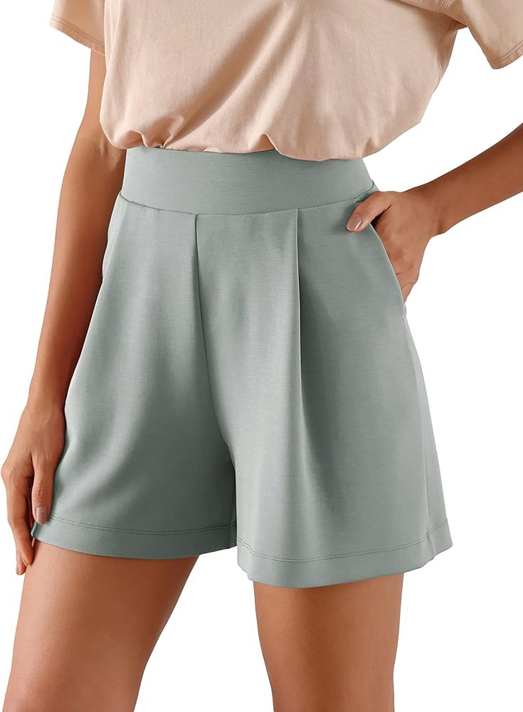 ODODOS Modal Soft Wide Leg Shorts for Women High Waist Casual Relaxed Shorts with Pockets-Inseam ... | Amazon (US)