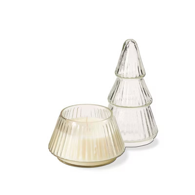 tag Chelsea Tree Candle Cypress and Hinoki Large Sculpted Scented Candle for Christmas 9x4.5x4.5 inches Clear Wax | Target