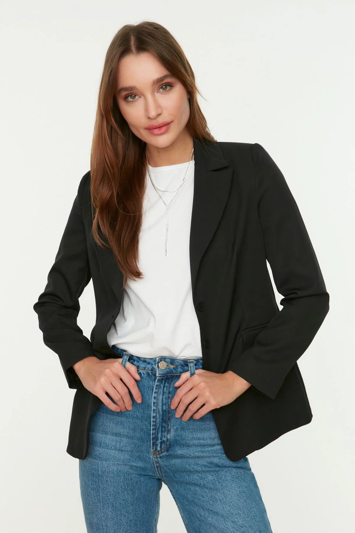 Trendyol Womens Regular Fit Basic Crew Neck Woven Jacket | Walmart (US)