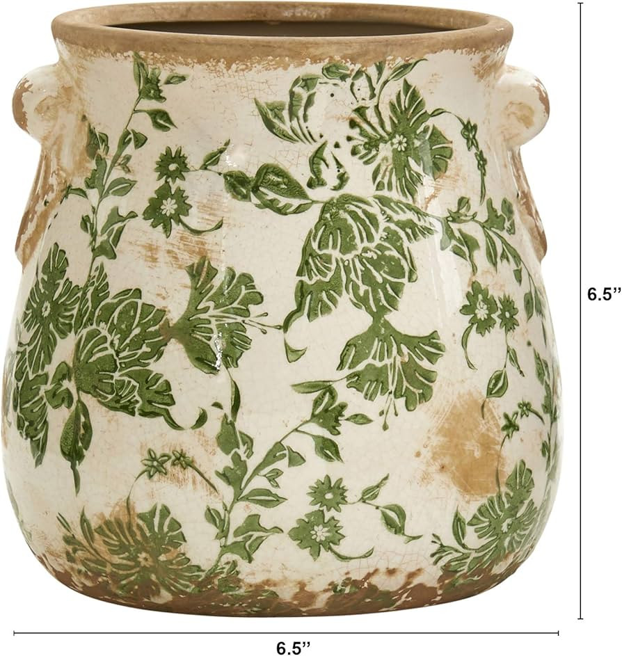 6.5in. Tuscan Ceramic Green Scroll Planter | Amazon (US)