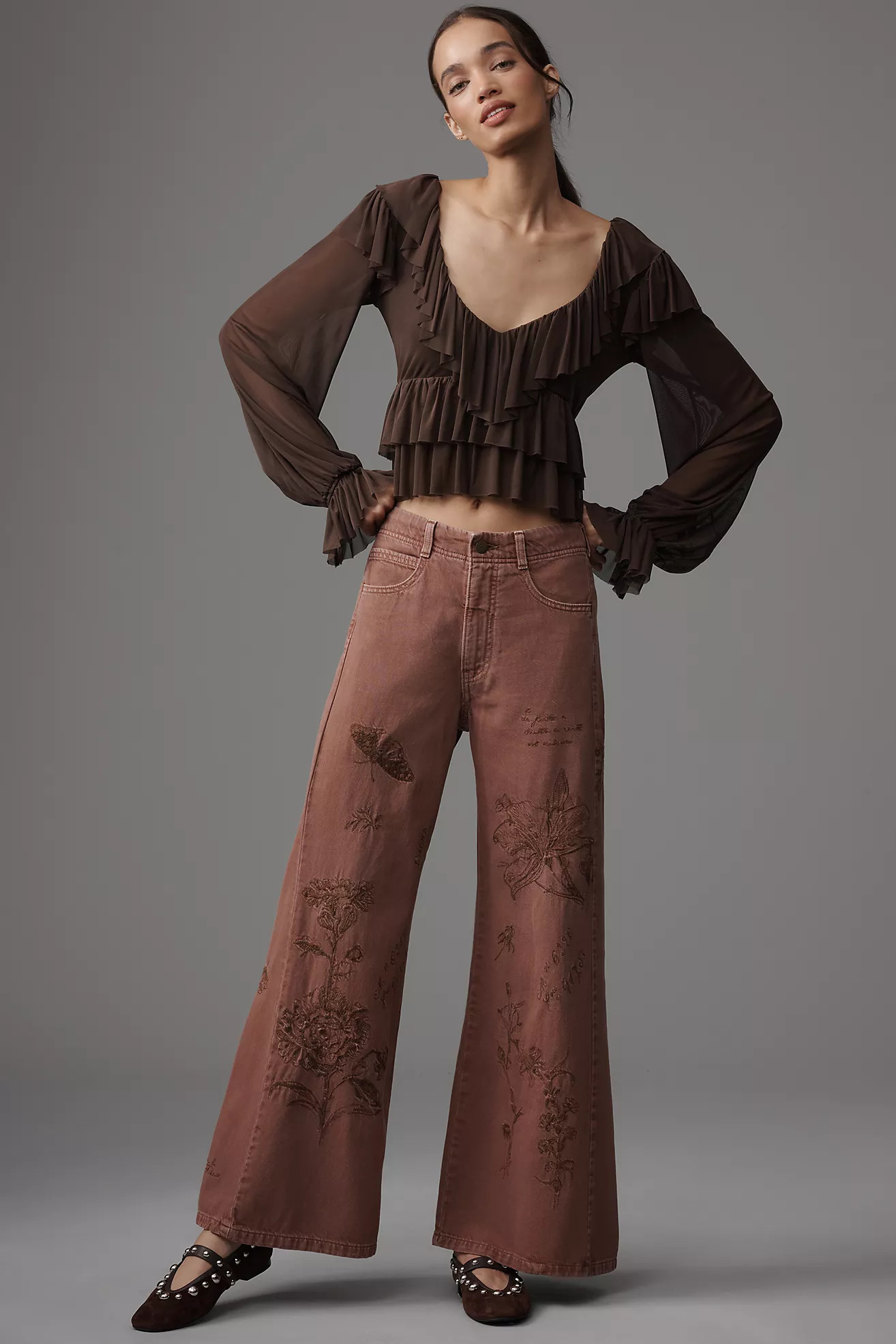 The Adi Mid-Rise Flare Novelty Pants by Pilcro | Anthropologie (US)